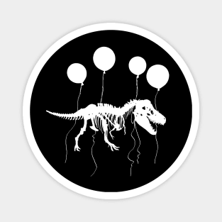 Fossil dinosaur fly with and balloons, fossil white silhouette Magnet